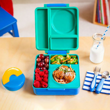 跨境OmieBox兒童不銹鋼保溫飯盒分格設計裝午餐便當盒便攜帶提手