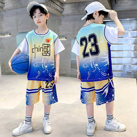 童装男童夏季短袖球服套装中大童小学生训练比赛队服运动套篮球服