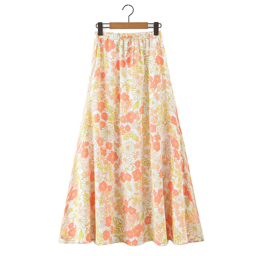 American and European Women's Fashion 2025 Summer Chiffon Digital Print Top and Skirt Set