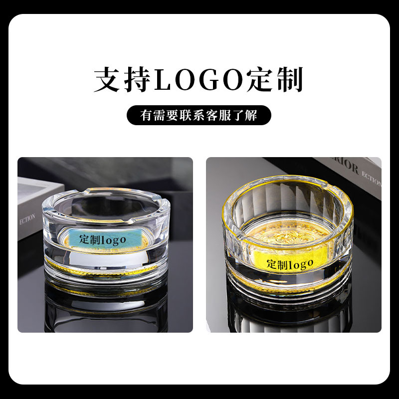 중국 스타일 드래곤 년 선물 가벼운 럭셔리 골드 페인팅 창조적 인 높은 수준의 크리스탈 유리 재떨이 유행 홈