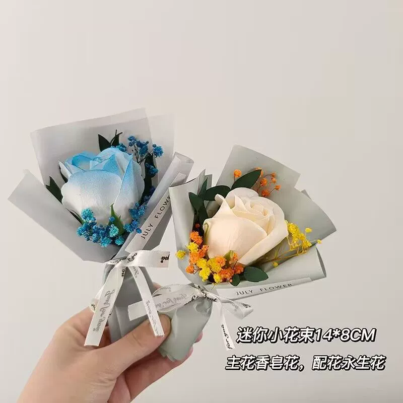 Ледяной синий Моделирование Мыло Цветок Готовый Маленький Цветок Подарок На День Рождения Украшение Подарок Сопровождающий Подарок Украшение Реквизит