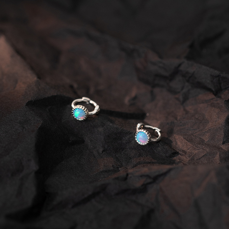 Eloch S925 plata coreana redonda sintética de color ópel perilla de verano temperamento pequeño orejas M00470