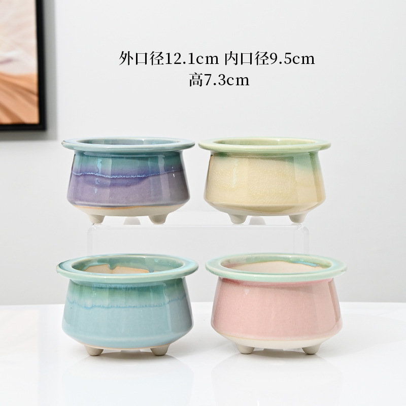 Macetas carnosas agrietadas en hielo, cerámica doméstica, arcilla transpirable, cerámica gruesa, control de raíces, pilas viejas, lavabo especial, liquidación, venta al por mayor