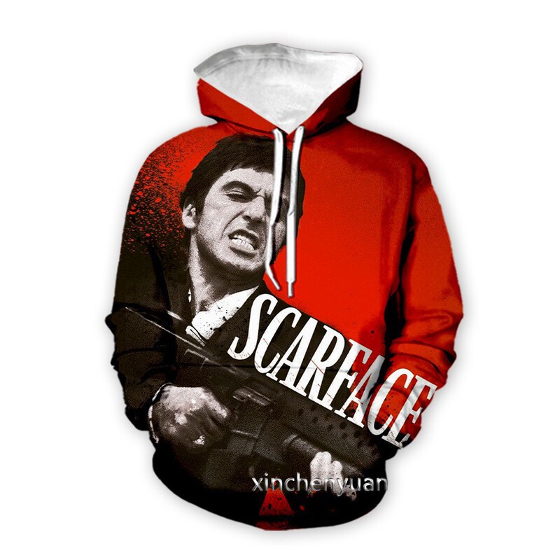 Cross-Border Popular Scarface Scarface 3D Printed Long-Sleeved Sweatshirt European and American Men's Casual Hooded Sweatshirt