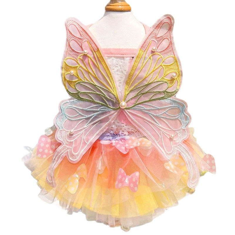 犬服夏薄い猫プリンセスドレス虹蝶チュチュスカートペット服ドレス用品|undefined