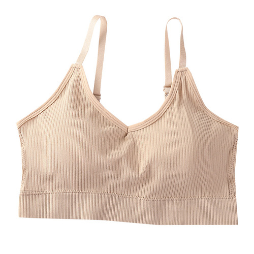 One-piece fixed latex bra pad camisole cotton lace sexy backless bra for women, small chest shaping, no underwire innerwear