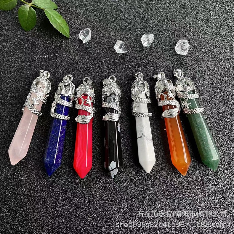 Agate stone inlay with rhinestones