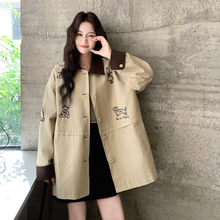 2025年春秋装新款减龄百搭舒适又亲肤提升品质刺绣中长款风衣外套