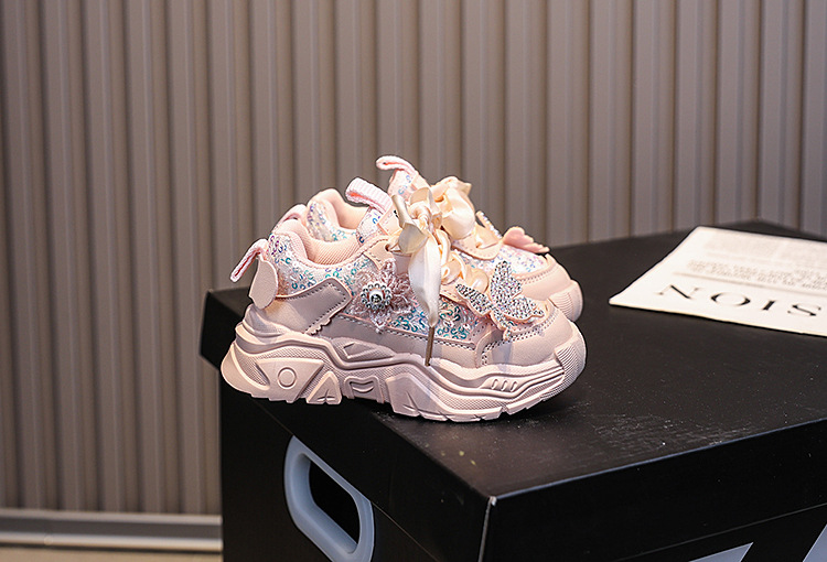 Girls Princess Sneakers With Soft Sole And Sequin Butterfly_voghion.com