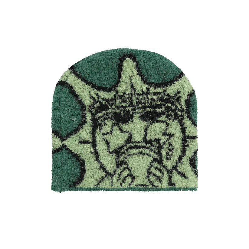 2025 modelos de otoño e invierno estilo europeo y americano transfronterizo moda salvaje frío y cálido patrón de dibujos animados patrón jacquard sombrero al por mayor