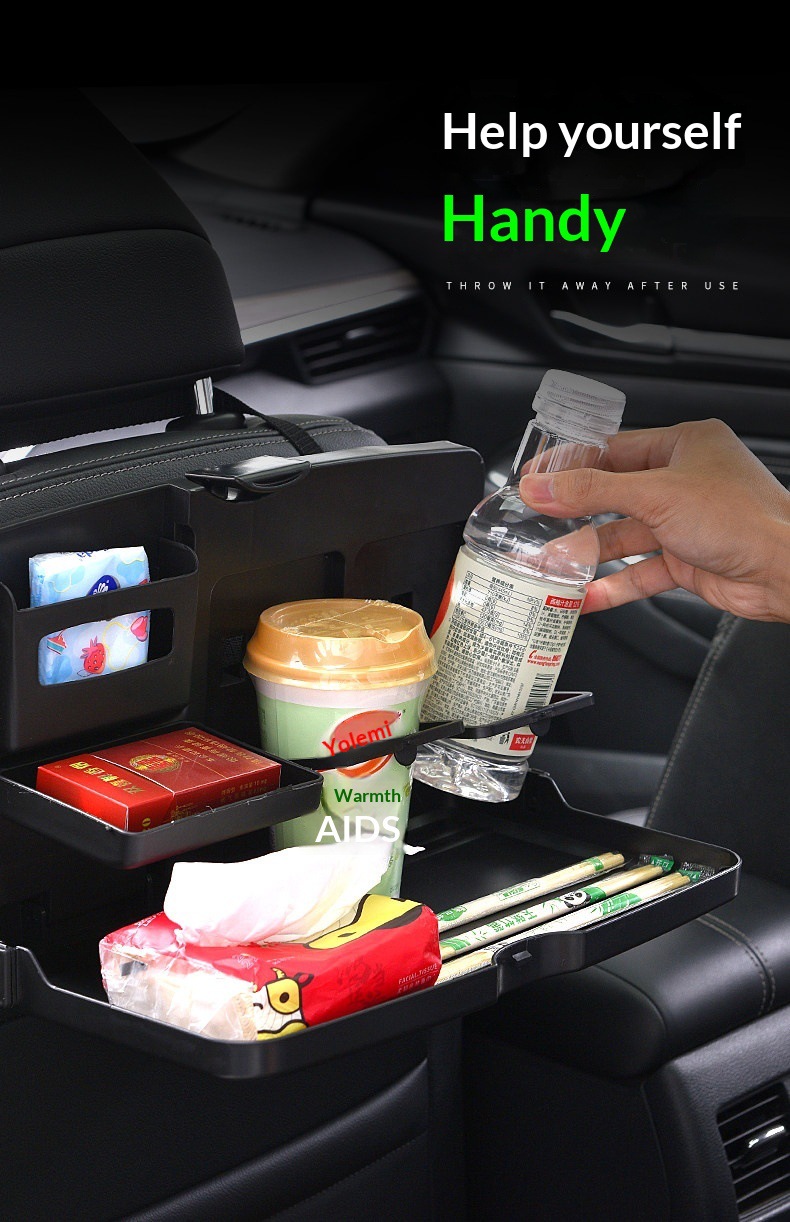 Cross-Border Exclusive Supply of Car-Mounted Small Tables for Rear Seats, Multifunctional Car Dining Table, Foldable Storage Dining Table, Computer Table for Car