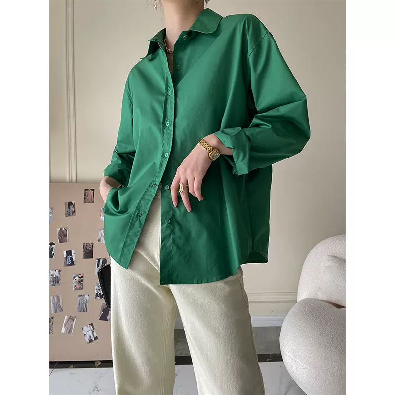 司南 简约翻领衬衫女设计感小众叠穿小个子2025年秋冬新款 SN1026