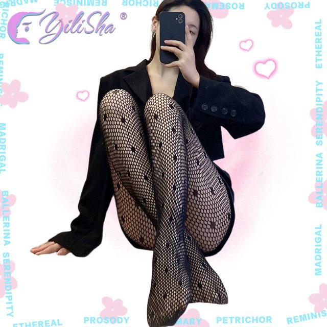 Большая волна точек рыболовных сетей носки Yang Mi того же jk девушка с полыми сетчатыми носками тонкий Lorita