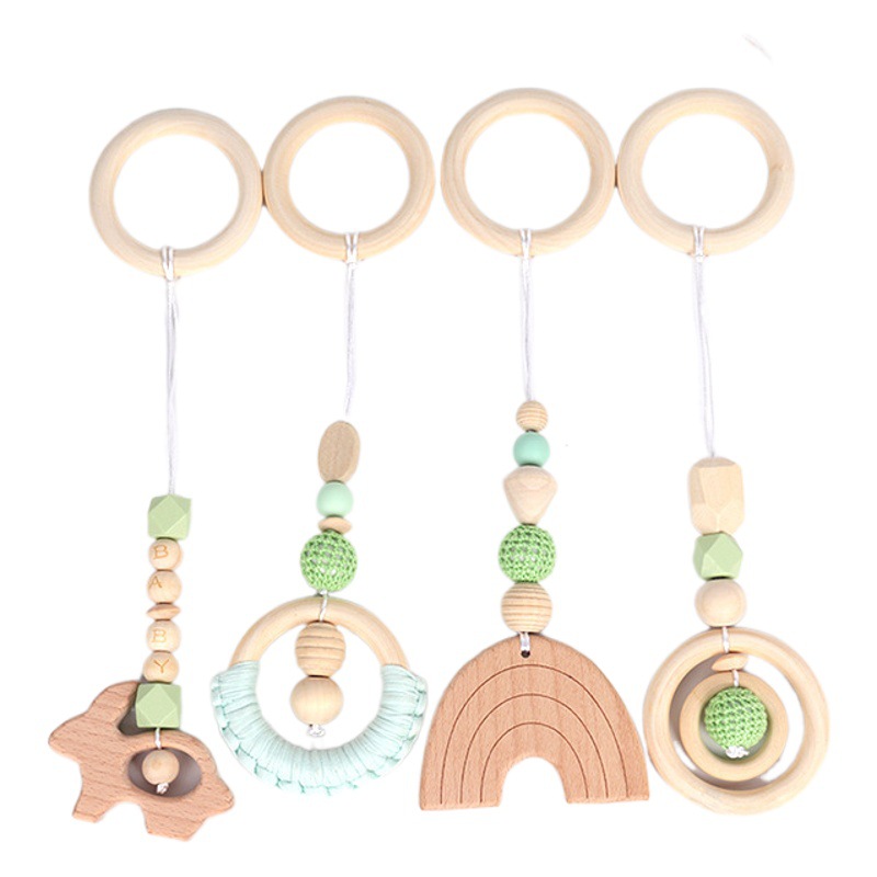 Baby Fitness Rack Pendant Children's Toy Four-piece Rabbit Beech Bed Bell Baby Car Toy Hanging Accessories