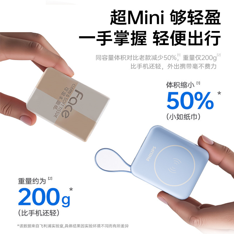 Philips Magnetic Power Bank with Built-In Cable, 20,000 Mah Large Capacity Fast Charging Power Bank, Can Be Taken on the Plane Philips Magnetic Power Bank with Built-In Cable, 20,000 Mah Large Capacity Fast Charging Power Bank, Can Be Taken on the Plane