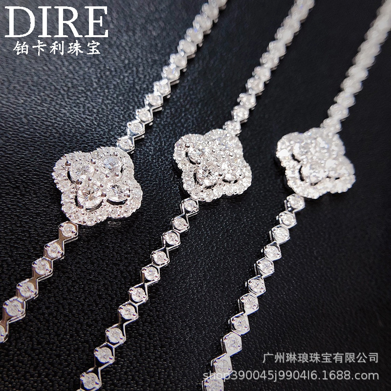 18K Gold 1 karat Full Diamond Bracelet Recommended Full Diamond Design High-grade All-match Bracelet for Women