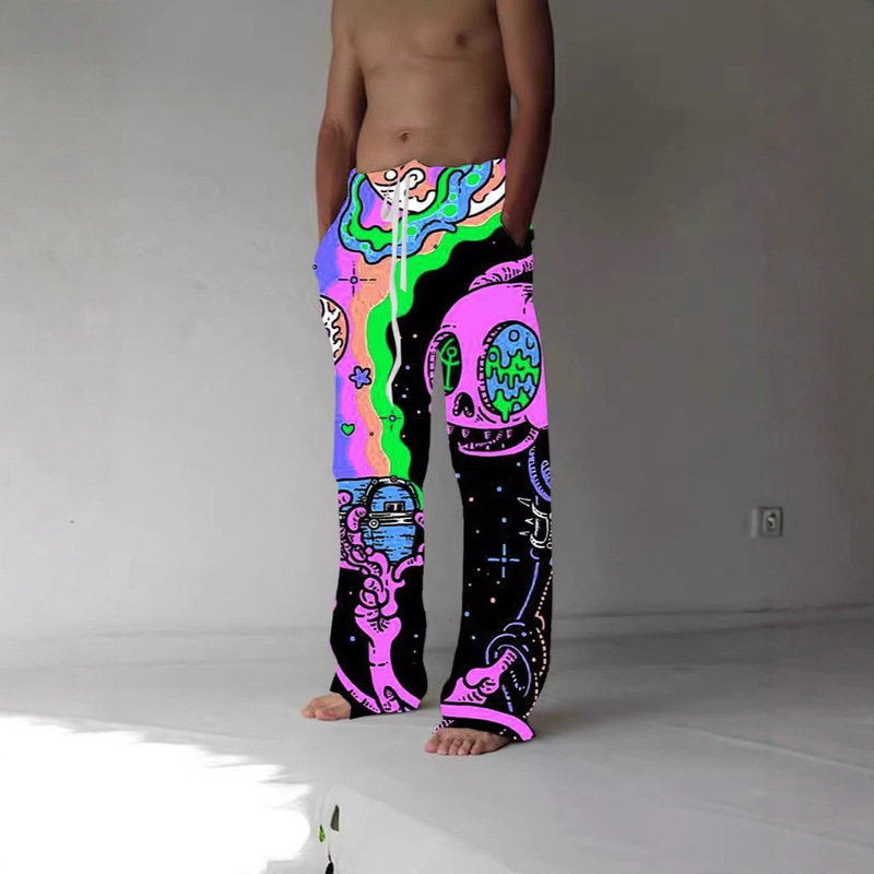 Men's Long Pants Summer Pants Beach Pants Drawstring Elastic Pattern Print Monster Plaid Casual Daily Fashion Pants Men's Long Pants Summer Pants Beach Pants Drawstring Elastic Pattern Print Monster Plaid Casual Daily Fashion Pants