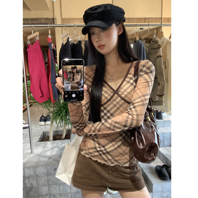 Mr [40D Mesh] Inner Layering Shirt for Women Autum Long-Sleeved T-Shirt Slim Sexy High-End Non-Colliding Top