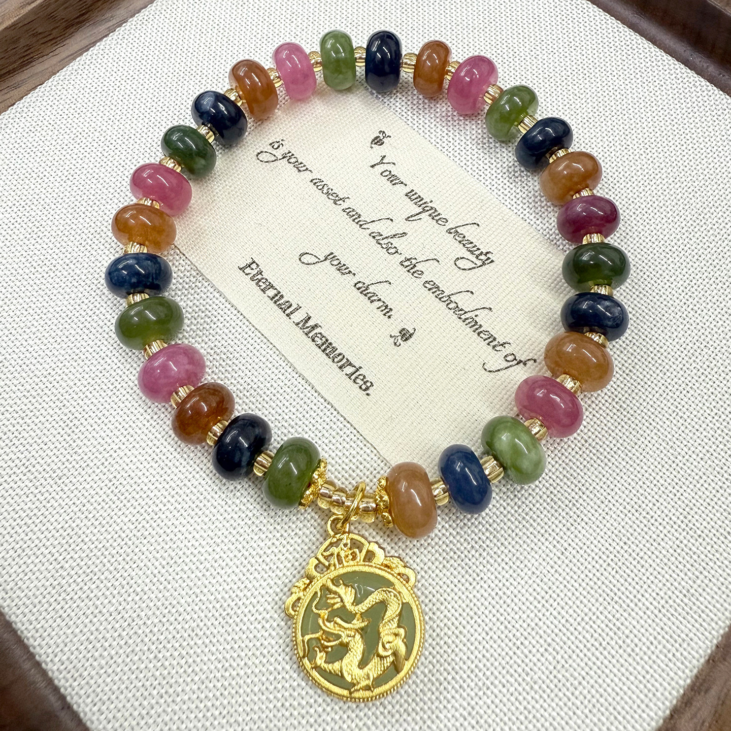 Venta al por mayor cristal natural optimizado turmalina placa pulsera seguridad hebilla colgante colorido caramelo color pulsera de mujer joyería