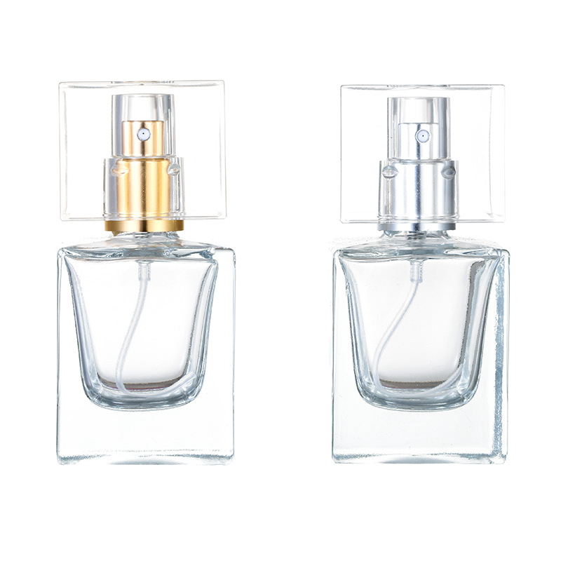 现货B016-30ml 50ml透明黑盖香水喷雾瓶化妆品分装瓶便携式玻璃空