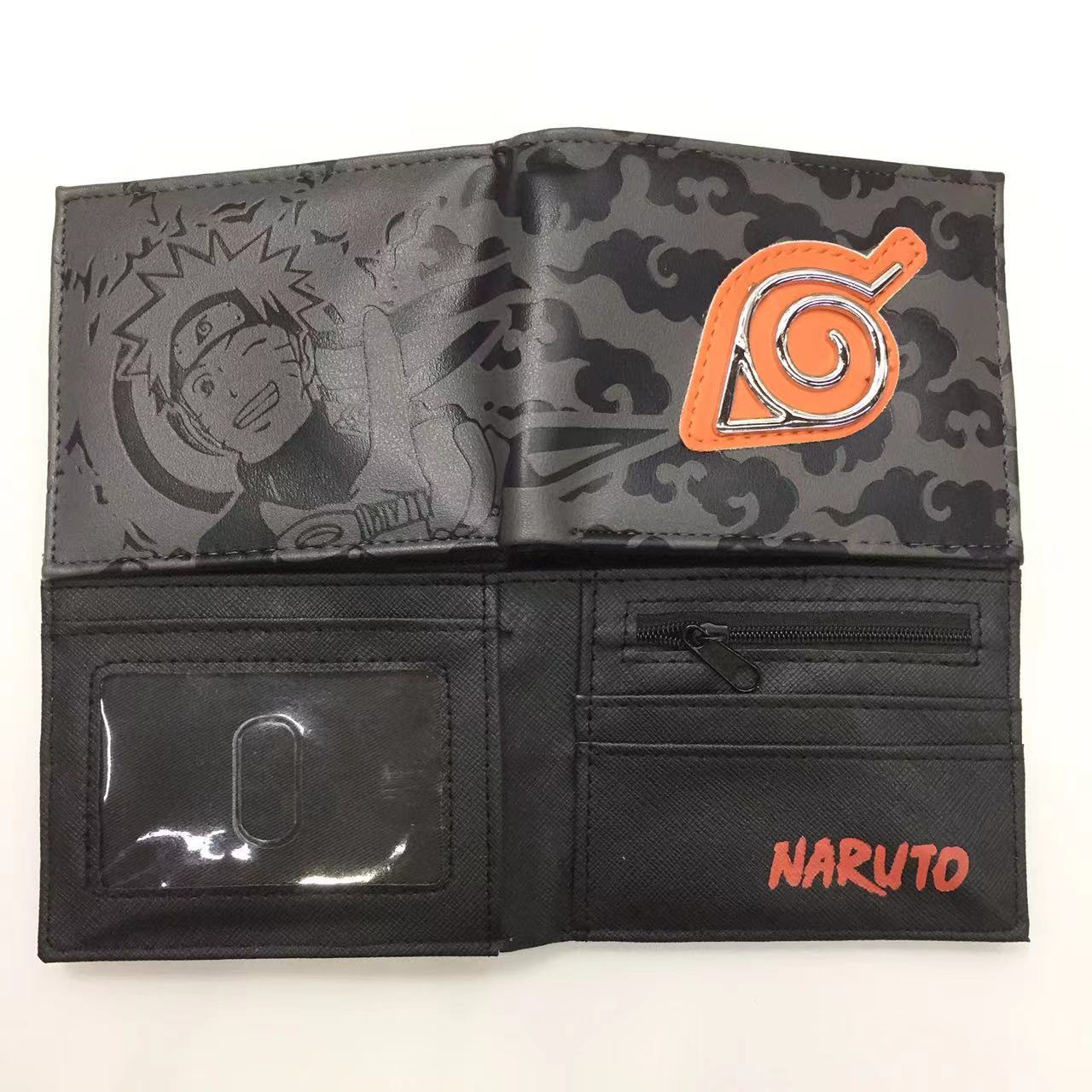 Naruto periferia billetera, Naruto Sasuke, cuatro generaciones de billetera roja, billetera corta, monedero de cambio de piel PU.