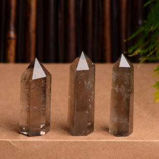 Crystal Column Cross-border Hot Sale Tea Crystal Column Wholesale Single Pointed Hexular Prism Energy Crystal Stone Ornaments Tea Crystal Prism