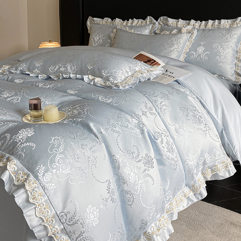 Completo letto romantico in pizzo jacquard effetto seta fredda_voghion.com