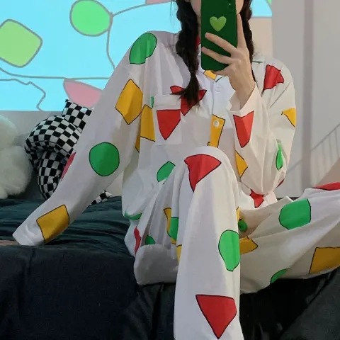 Pijamas femeninos 2025 de encaje estilo coreano manga larga