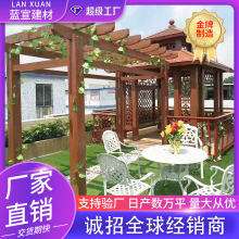 廠家定制鋁合金長廊 景觀庭院金屬花架仿木古典園林新中式涼亭