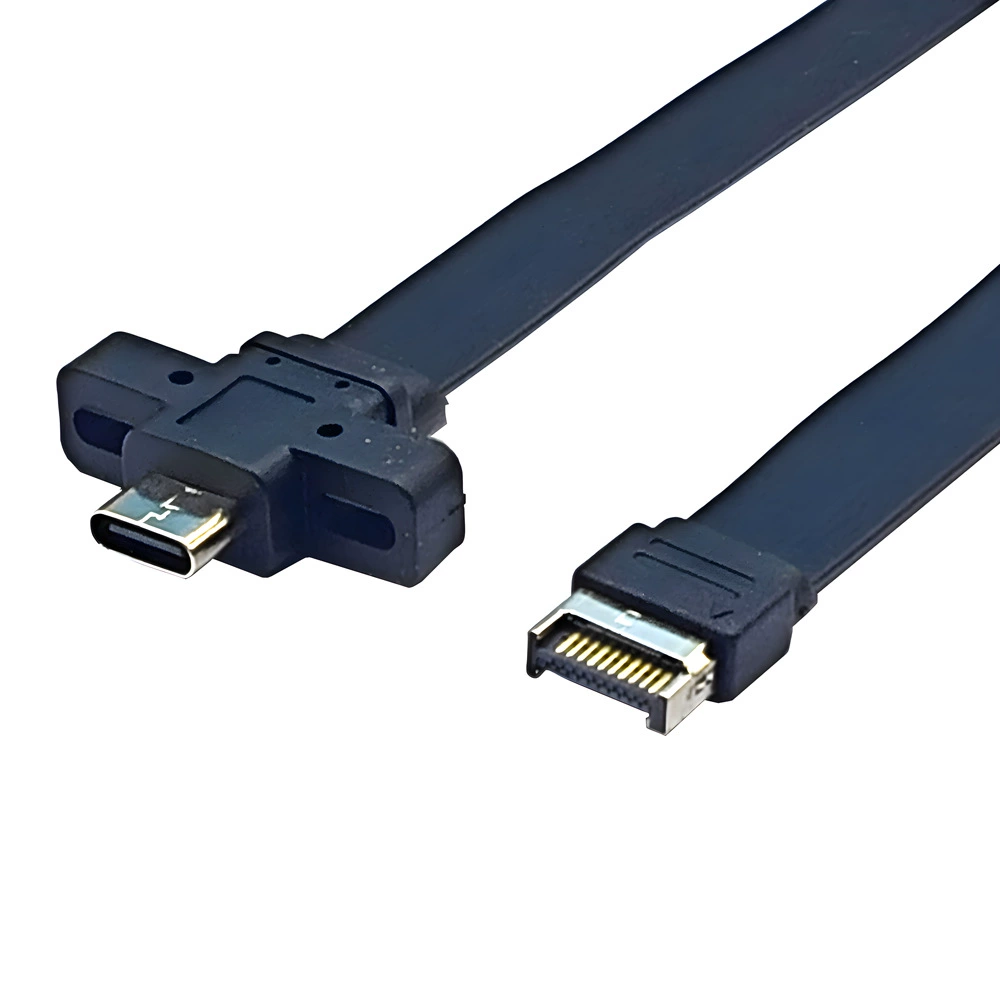 Кабель-ответвитель USB3.2 GEN2*2 TYPE-E к корпусному Type-C фронт C female 10G/20Gbps плоский кабель
