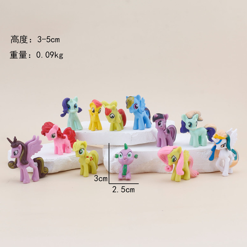 Cross-Border Hot-Selling Rainbow Pony Figurine Ornaments Unicorn Baoli Decorative Dessert Table Ornaments Cartoon Toys