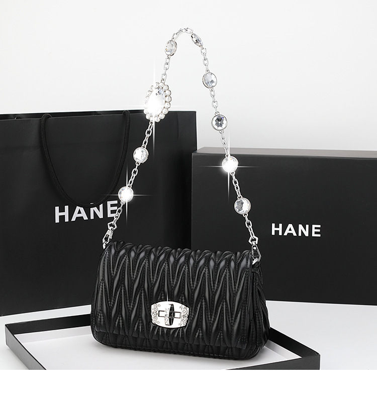 Pequena bolsa transversal quadrada feminina bolsa acolchoada corrente_voghion.com