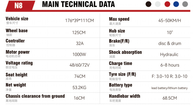 N8 Electric Motorcycle High Power Scooter