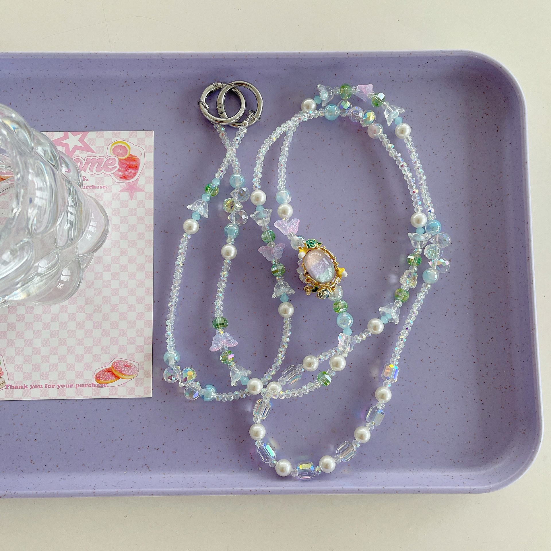 Cadenas de alta calidad hechas a mano, cadena de ágata de alta calidad, cadena larga de flores, colgante de teléfonos móviles, colgante de cinturón largo