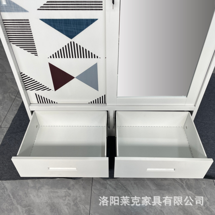 Fábrica personalizada de acero transfronteriza impresión gabinete dormitorio armario casero armario de hoja de hierro armario de almacenamiento puerta deslizante armario image 5