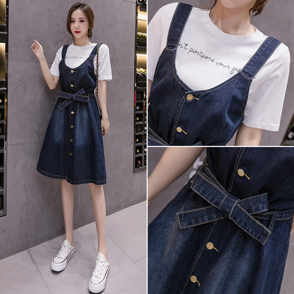 Autumn long denim fitted brace