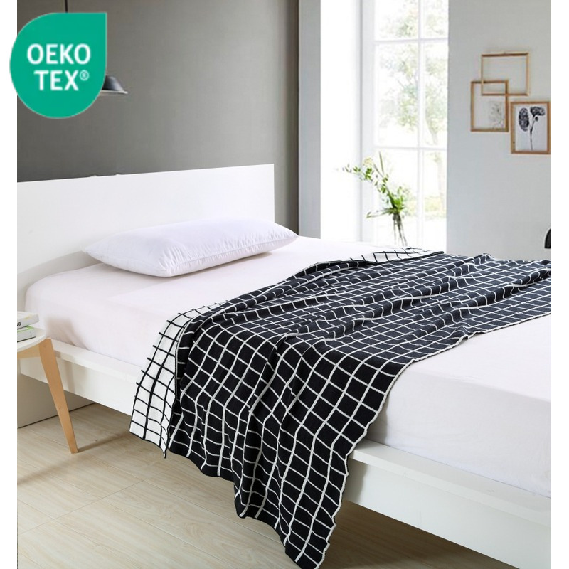 幾何圖案針織線毯 沙發汽車蓋毯毯攝影道具 雙面可用不含稅