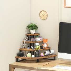 铁木结合四层弧形甜品置物架创意家居饰品展示架桌面多层收纳架