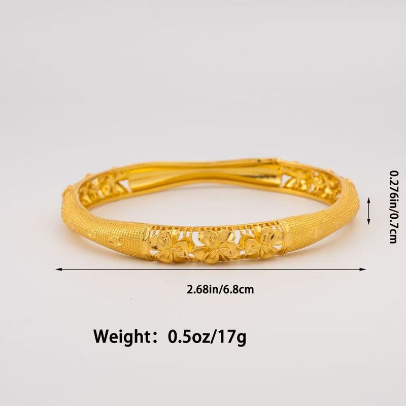Gold Store Same Style Sand Gold Jewelry Hollow Three-Flower Buckle Bracelet for Women, Simulated Gold High-End Bracelet, Retro Accessory