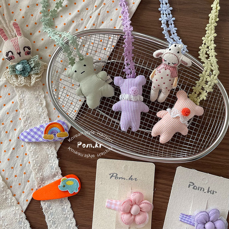 New Korean style flower hairpin girl side broken hairpin cute bear necklace children's accessories rabbit rabbit storage rope