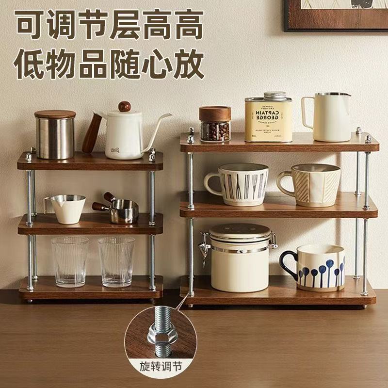Стеллаж настольный трехъярусный деревянный орех 30x15x35