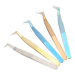 Wholesale Precision Fish-Grain Eagle-Beak Tweezers for Eyelash Extensions, Stainless Steel Beauty Lash Tweezers