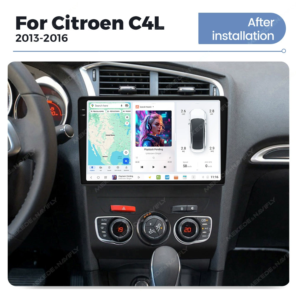 DUDUAUTO is suitable for Citroen C4L 13-16 Android large screen central control car navigation Bluetooth Carplay