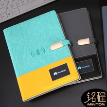 LED灯移动电源笔记本定制logo无线充活页本A5笔记本充电宝记事本