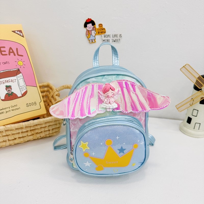 Mochila suave, lindas alas pequeñas, mochila para niños y niñas, mochila para niños de jardín de infantes, mochila para bebés, mochila para niños con sequillas de corona de dibujos animados