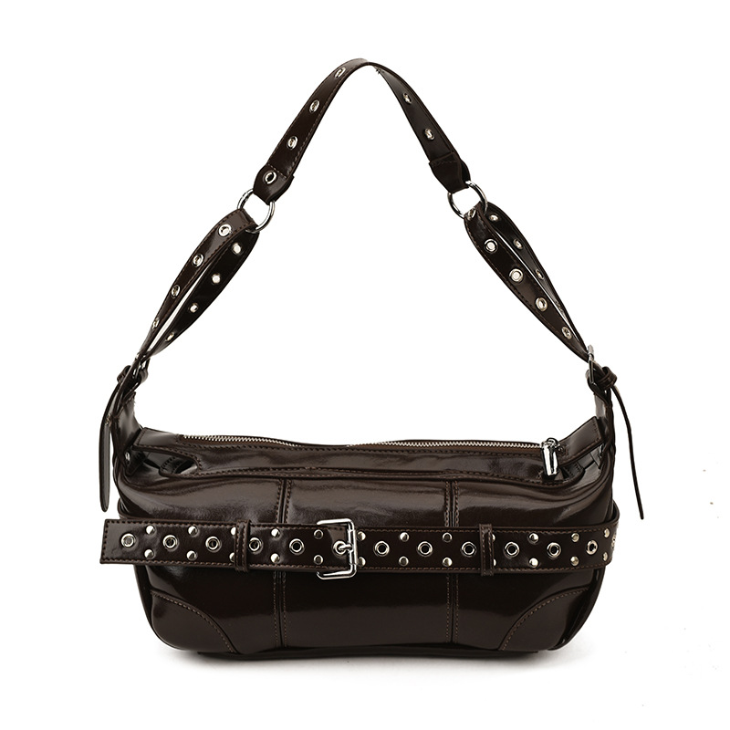 Bolsas de viaje transfronterizas nicho de mujer punk estilo de hombro bolsas de brazo 2025 nuevas bolsas de palos casuales