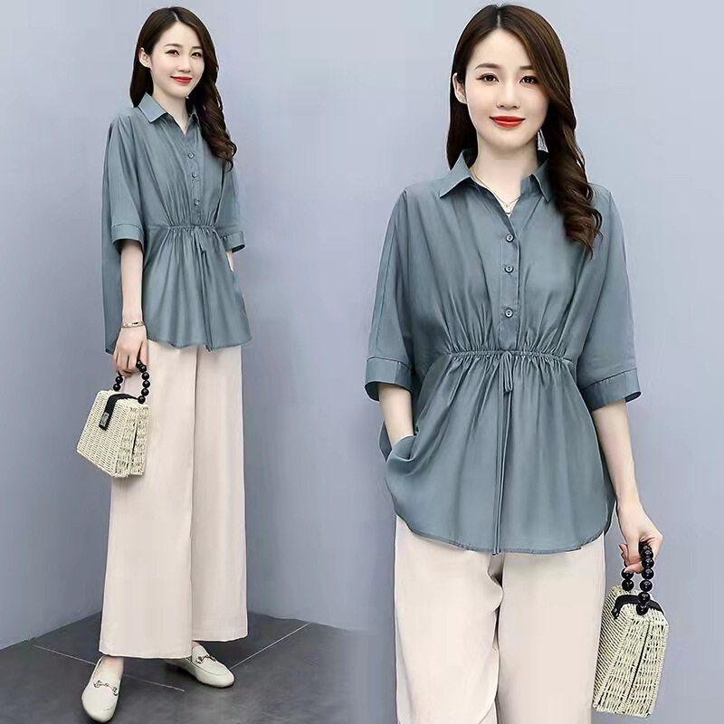 Cotton and Linen Wide-leg Pants suit Women's Summer 2024 New Fashion Casual plus size Linen Shirt Summer Two-piece Set Cotton and Linen Wide-leg Pants suit Women's Summer 2024 New Fashion Casual plus size Linen Shirt Summer Two-piece Set