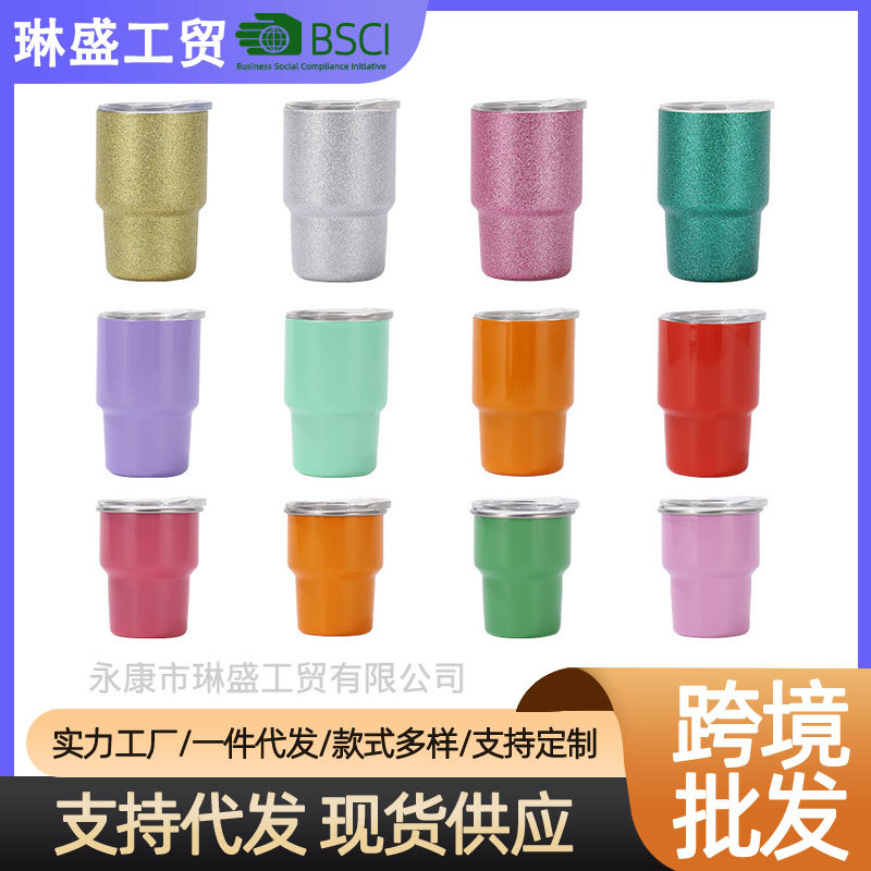 Cross-border 5 oz7oz double-layer car cup 304 stainless steel mini thermos cup with straw portable 3oz small wine glass