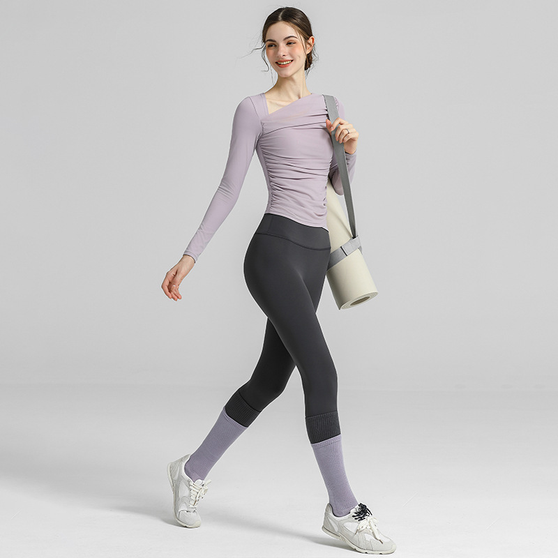 2025秋季新款瑜伽服带胸垫设计感跑步骑行训练服女运动t恤批发|undefined