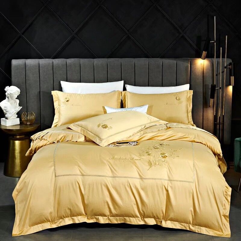 专卖店品质120支新疆长绒棉绣花四件套刺绣套件商场高货品质